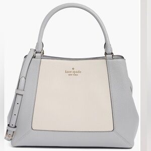 Kate‎ Spade Lena Colorblock Leather Satchel Bag Silver Gray NEW